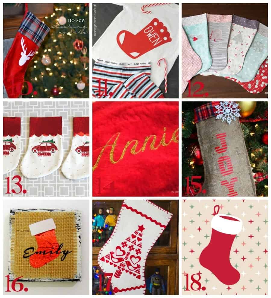 18 Fun Handmade Stocking Projects using HTV from Expressions Vinyl | www.pitterandglink.com