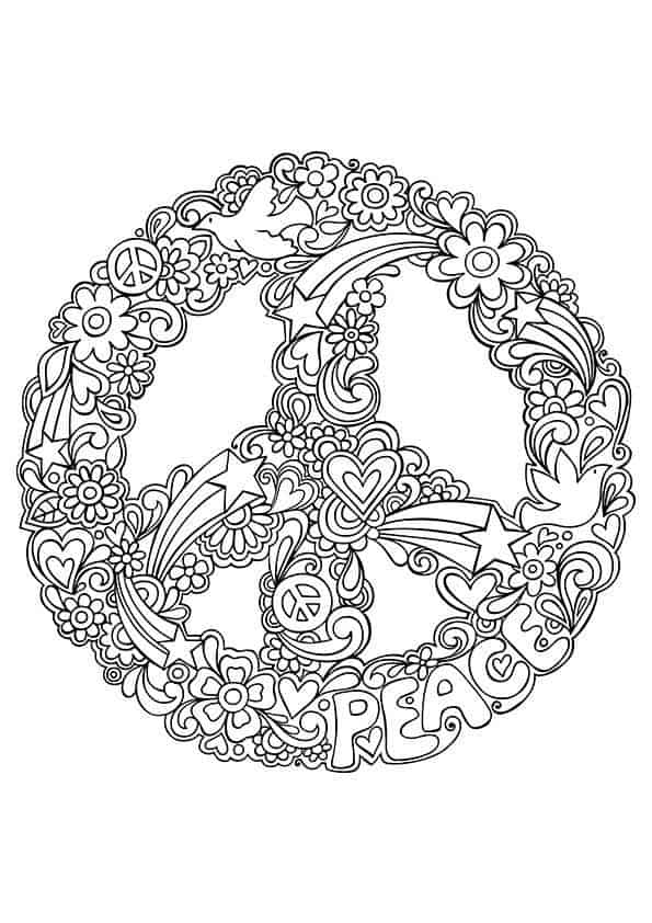 coloring peace sign glue
