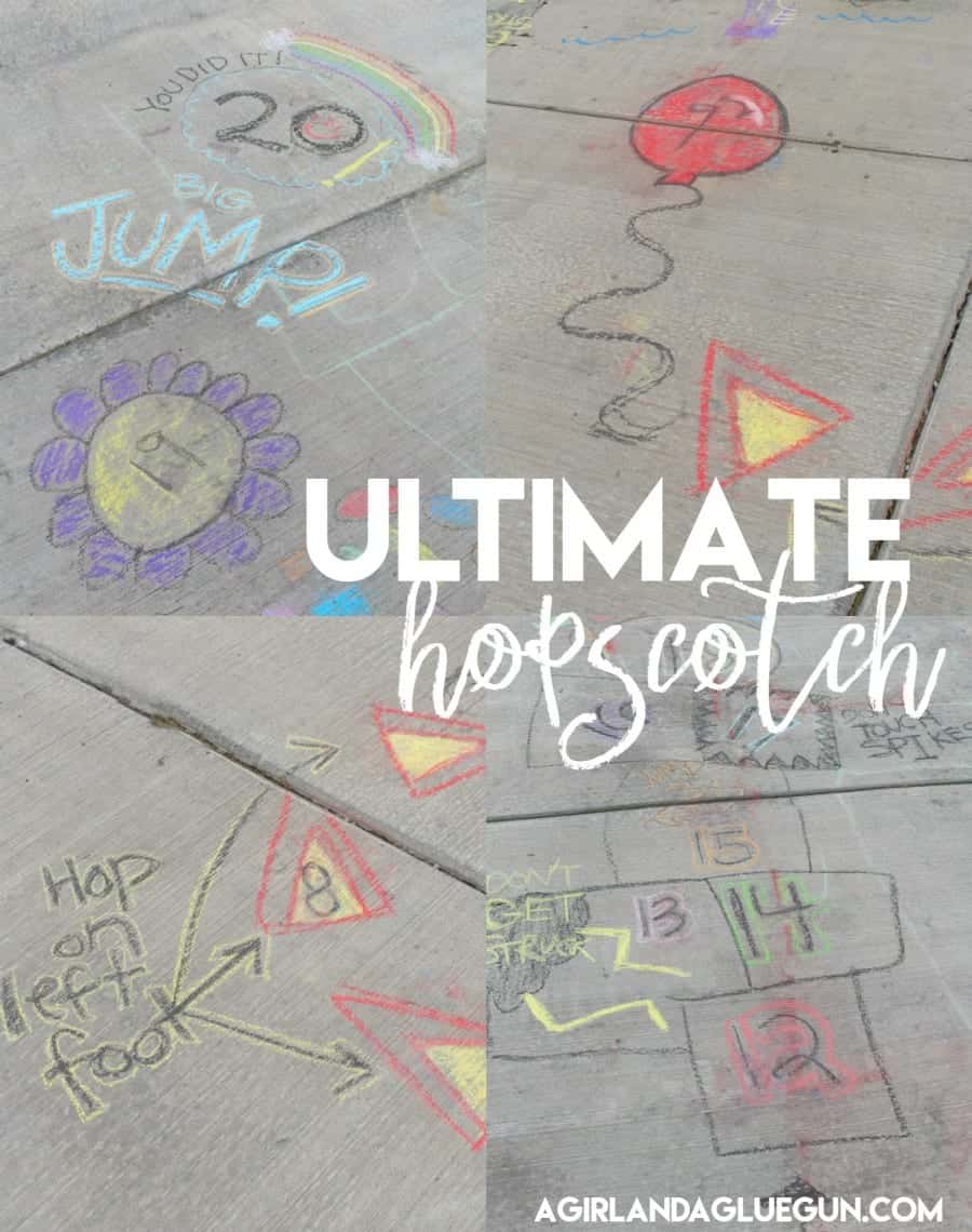 Ultimate hopscotch with sidewalk chalk