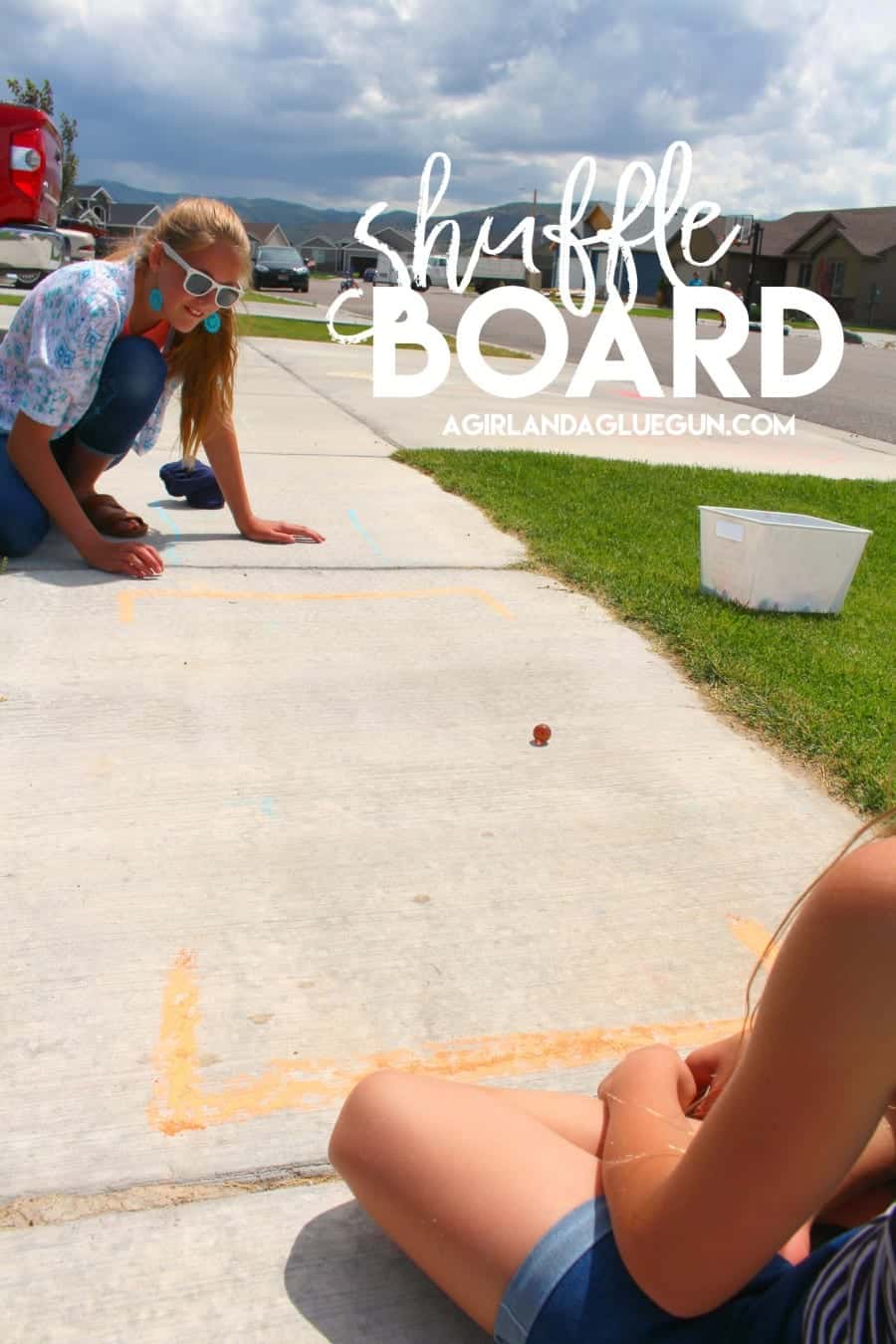shuffle board with sidewalk chalk