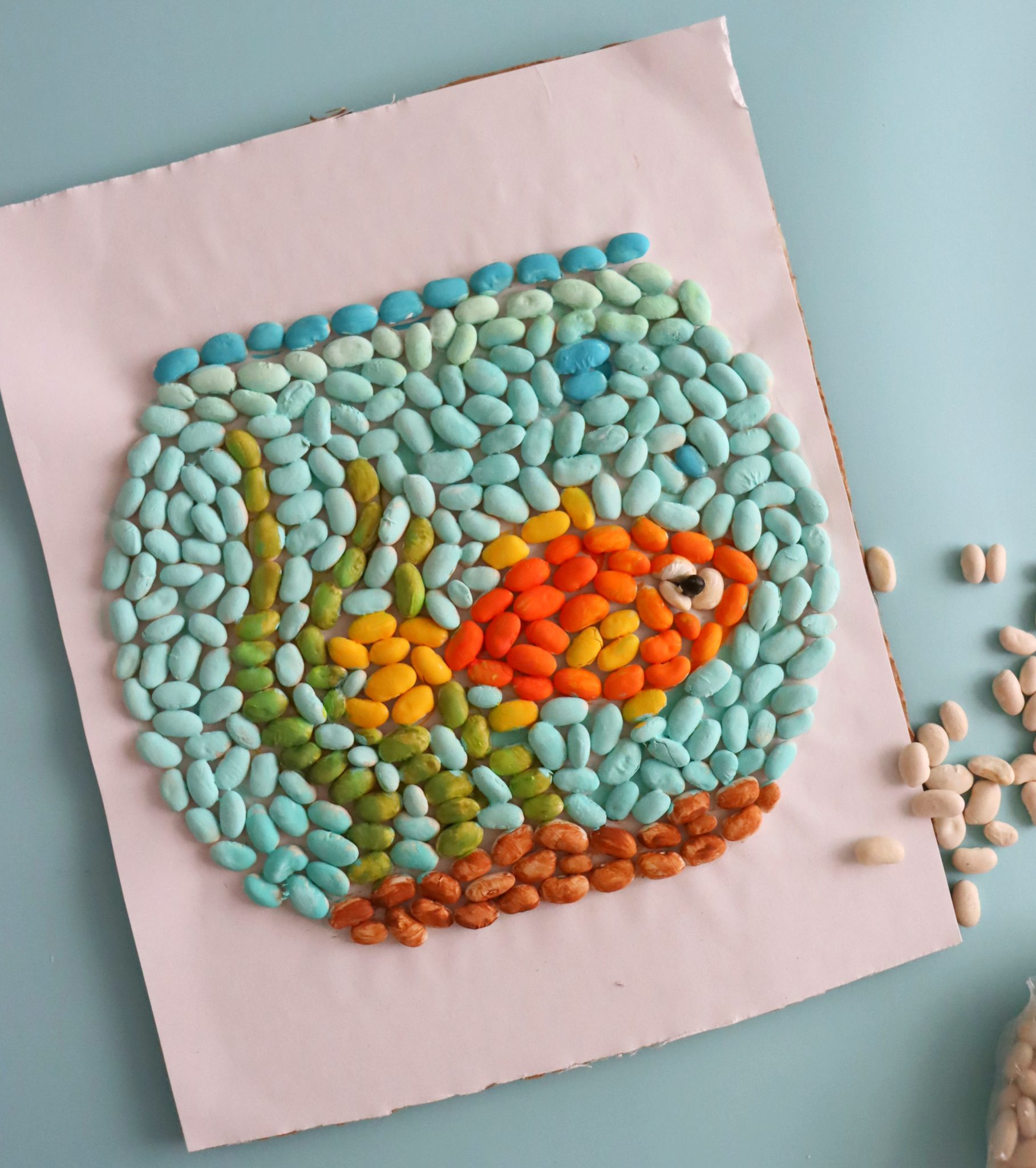 Bean Art- Kids Craft - A girl and a glue gun