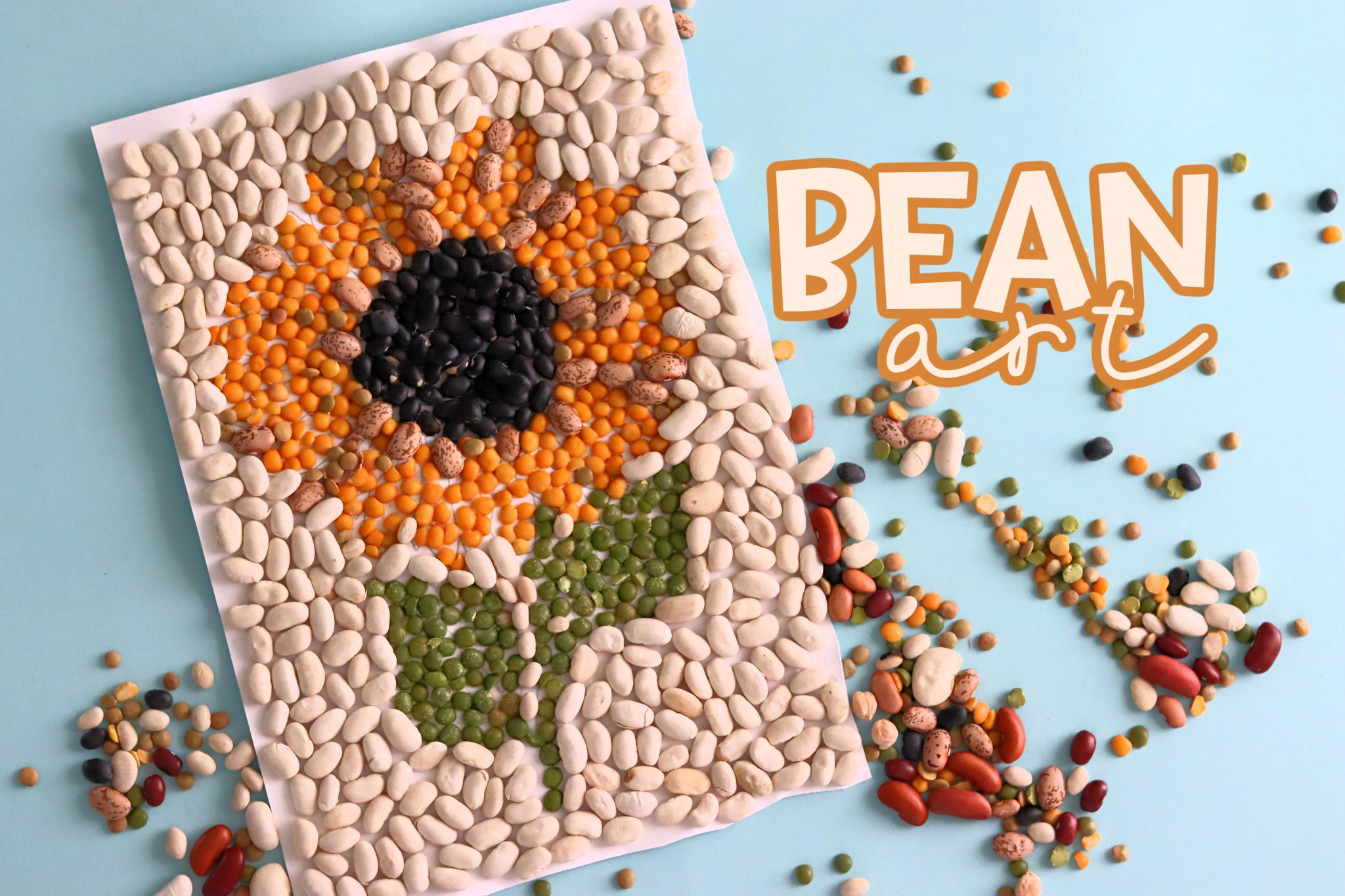 Bean Art- Kids Craft - A girl and a glue gun