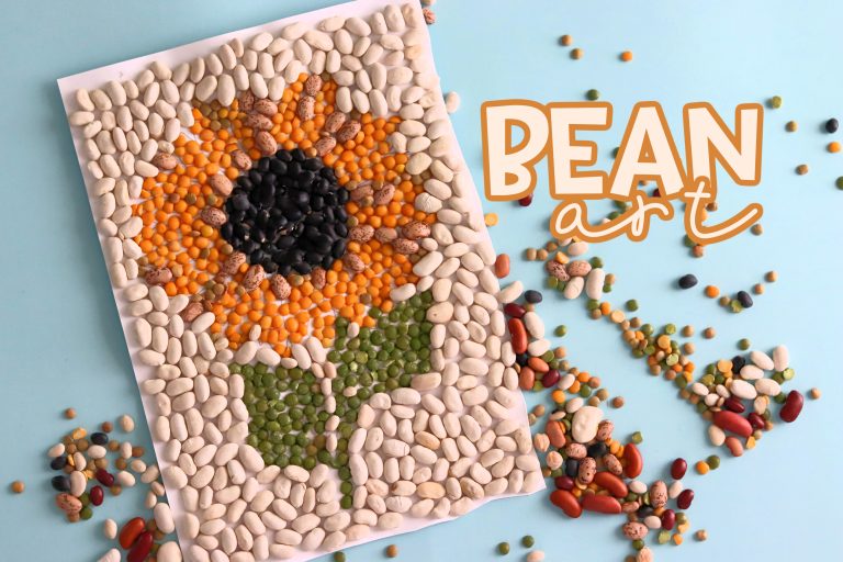 Bean Art- Kids Craft - A girl and a glue gun