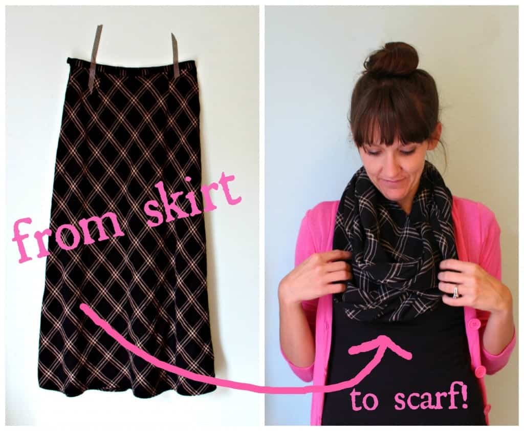 skirt to scarf upcycle refashion