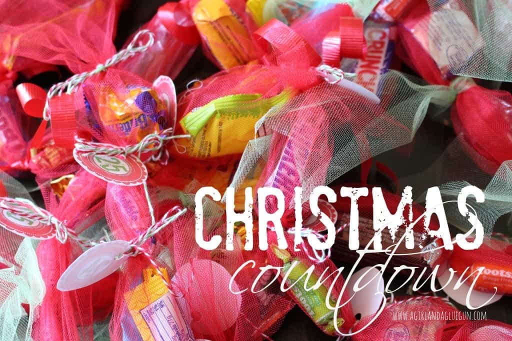 christmas countdown using candy and tulle