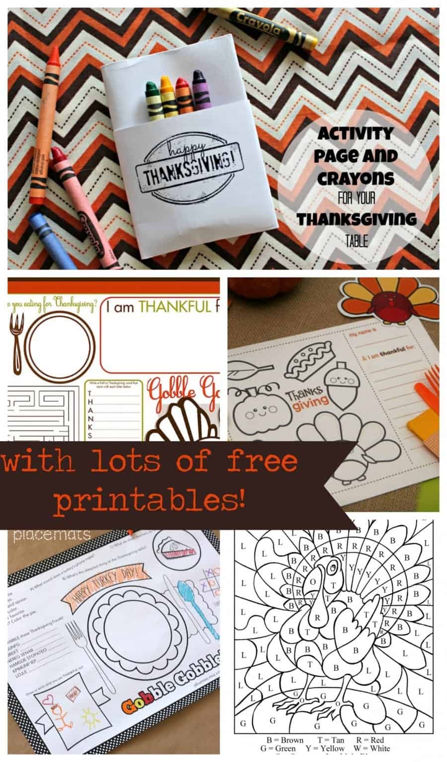 how to fold an activity page to hold crayons with links to lots of free printables perfect for Thanksgiving!