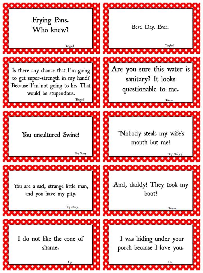 Disney Movie Quotes Game With Free Printables A Girl And A Glue Gun