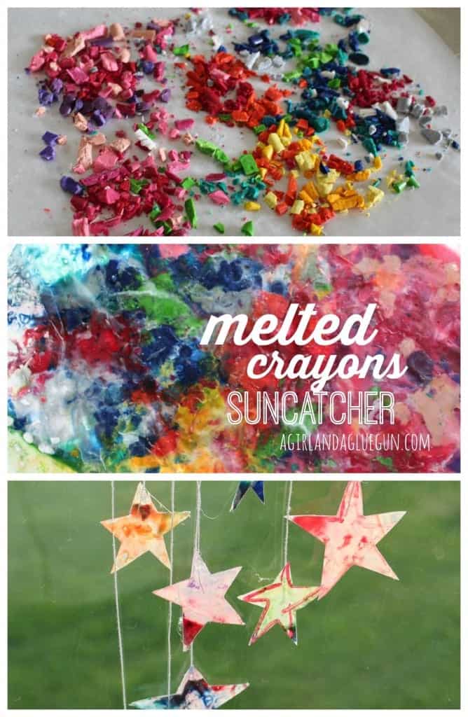 melted crayons suncatcher collage