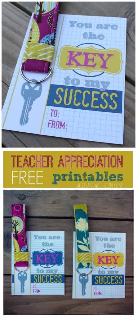 teacher appreciation you are the key to my success free printables from a girl and a glue gun