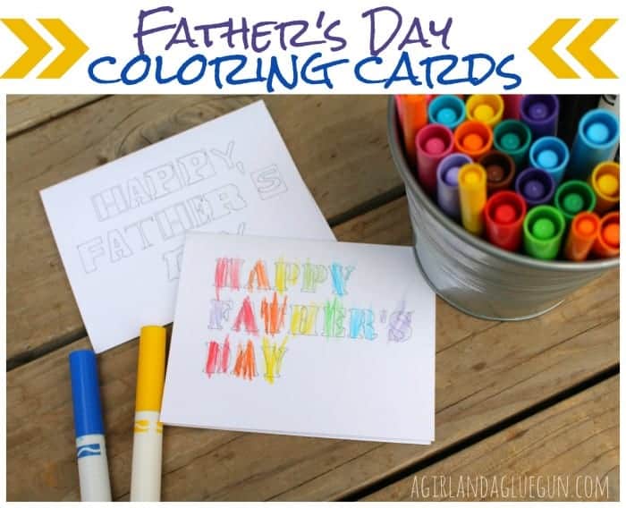father's day coloring cards--free printable a girl and a glue gun