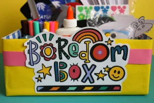 boredom box filled with craft supplies