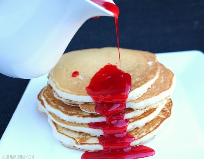 bloody pancakes --divine syrup with red food coloring