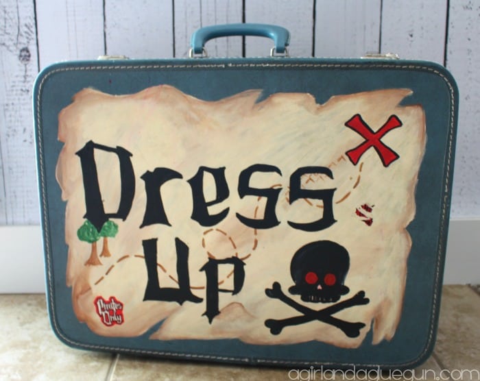 hand painted old suitcase dress up clothes