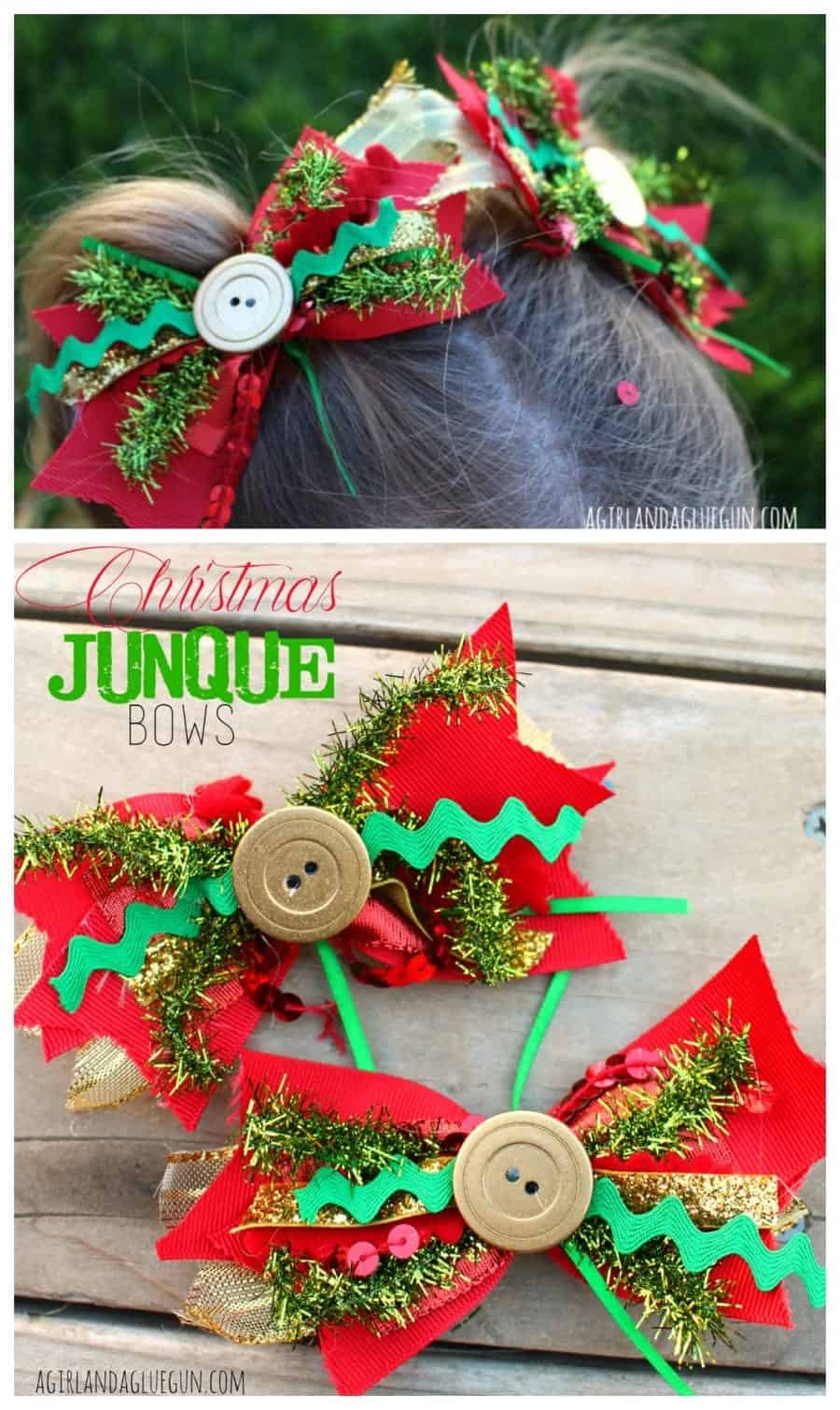 christmas junque bows --cute bows made from scraps and leftover ribbons