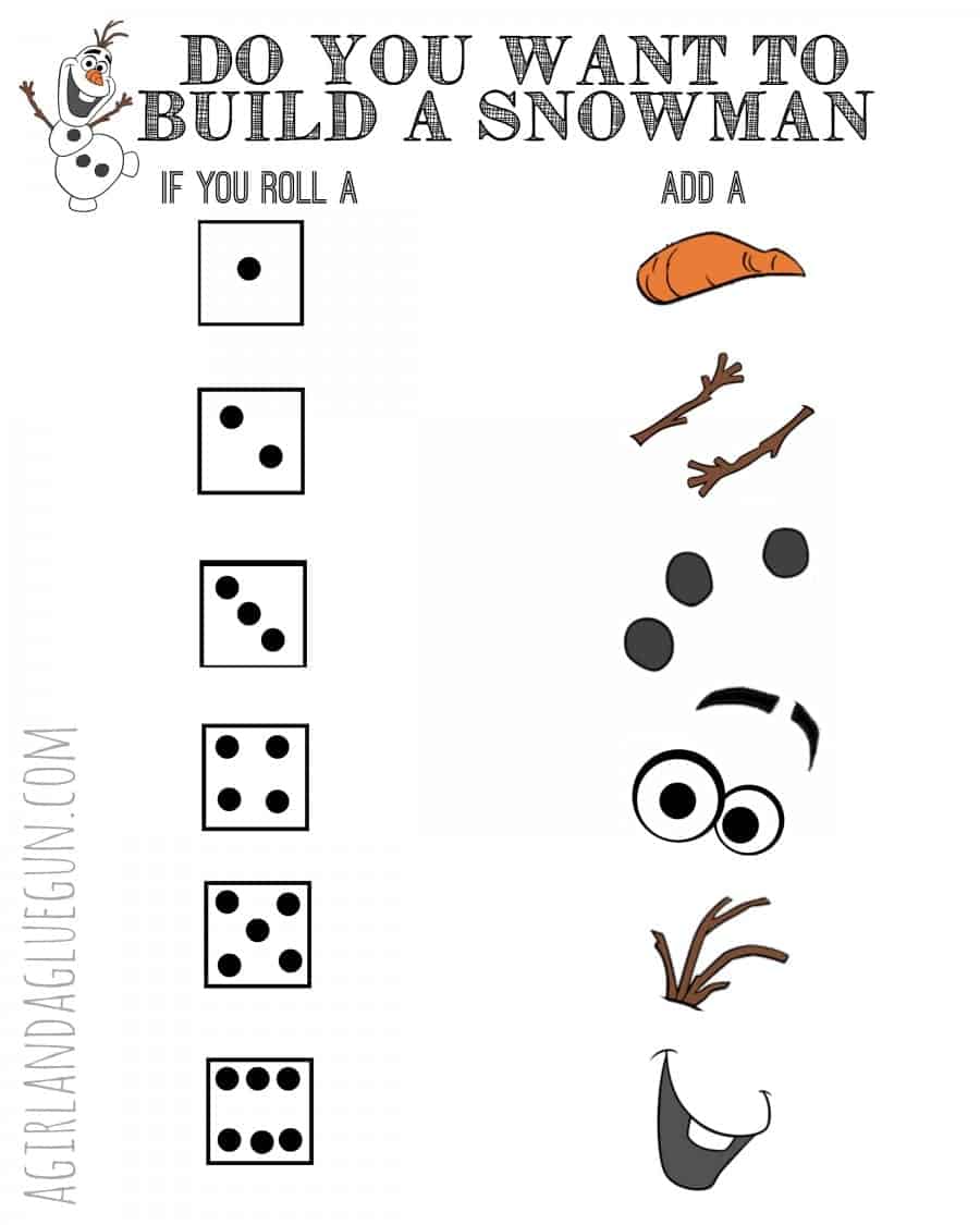 Do You Want To Build A Snowman Frozen Olaf Game And Printable A Girl And A Glue Gun