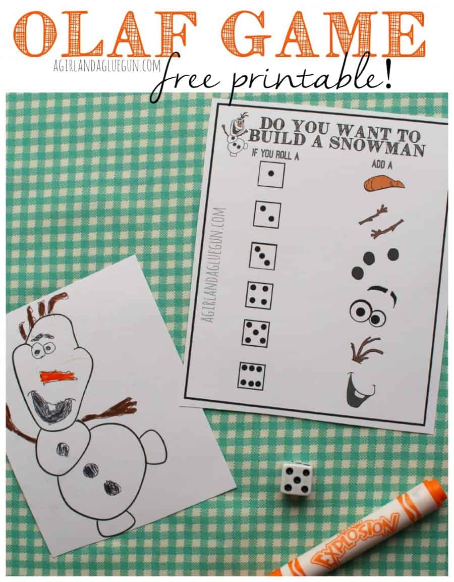 olaf game--do you want to build a snowman free printable. a girl and a glue gun
