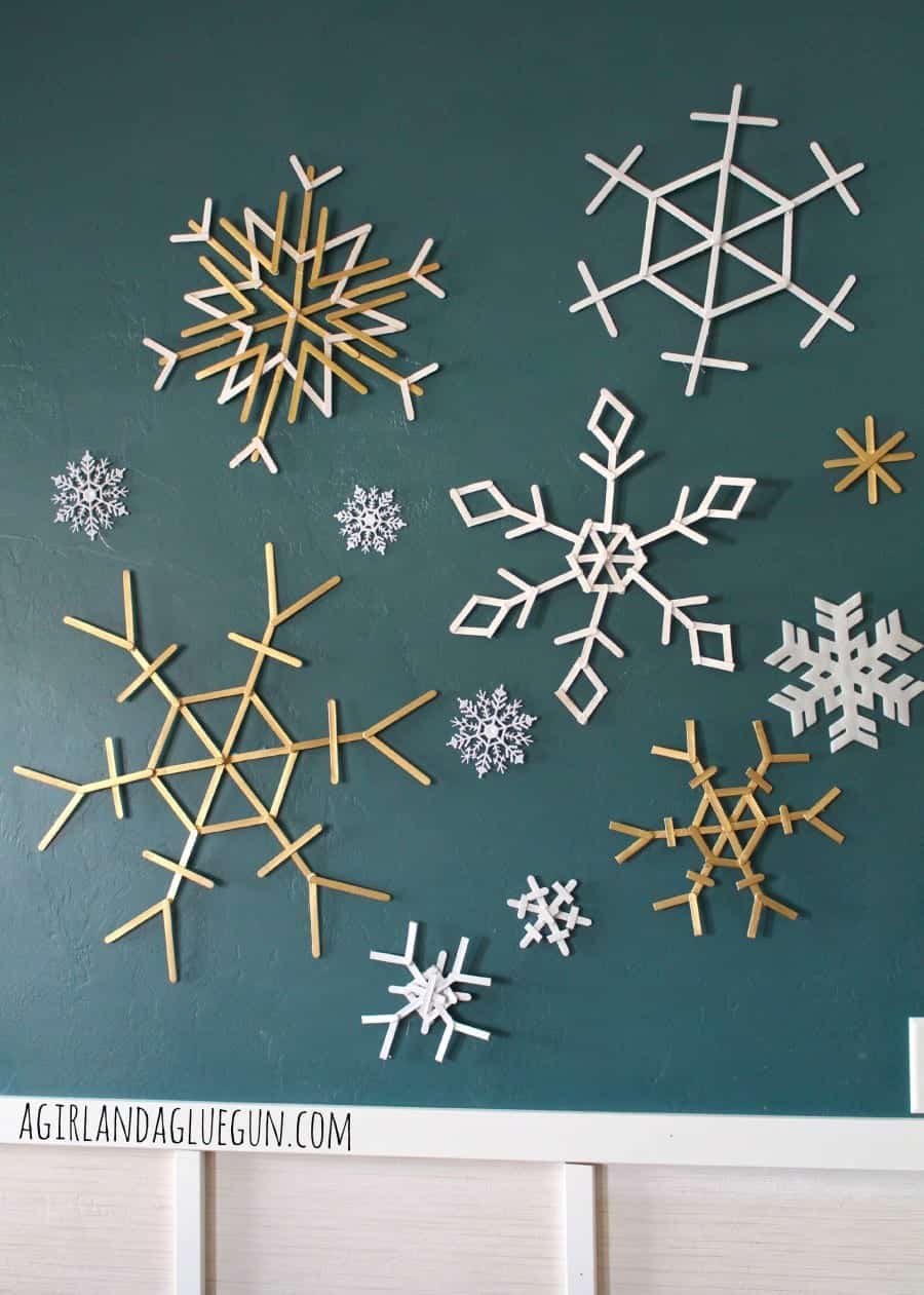 snowflakes made from popsicle sticks