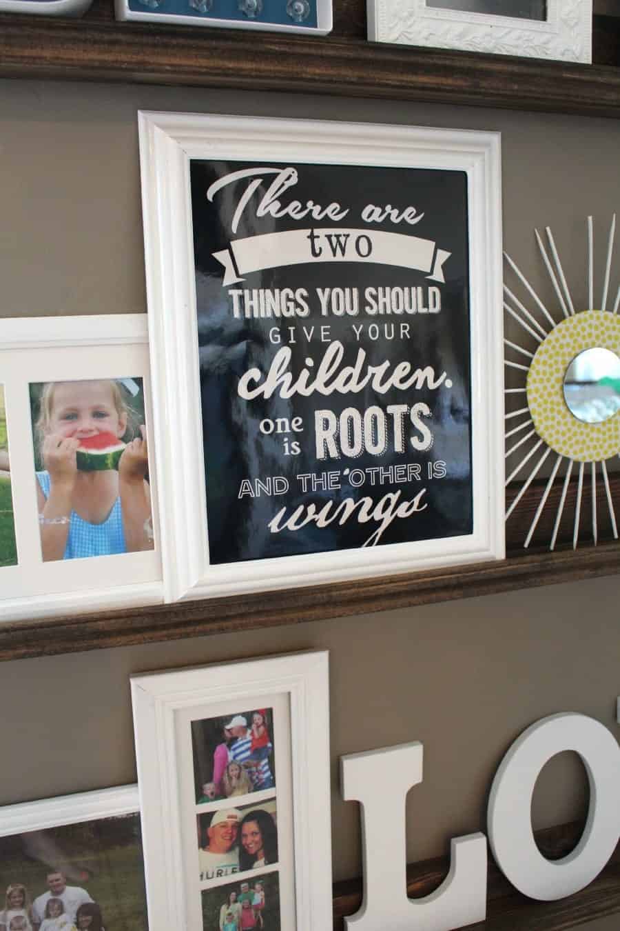 quote framed printable on photo ledge