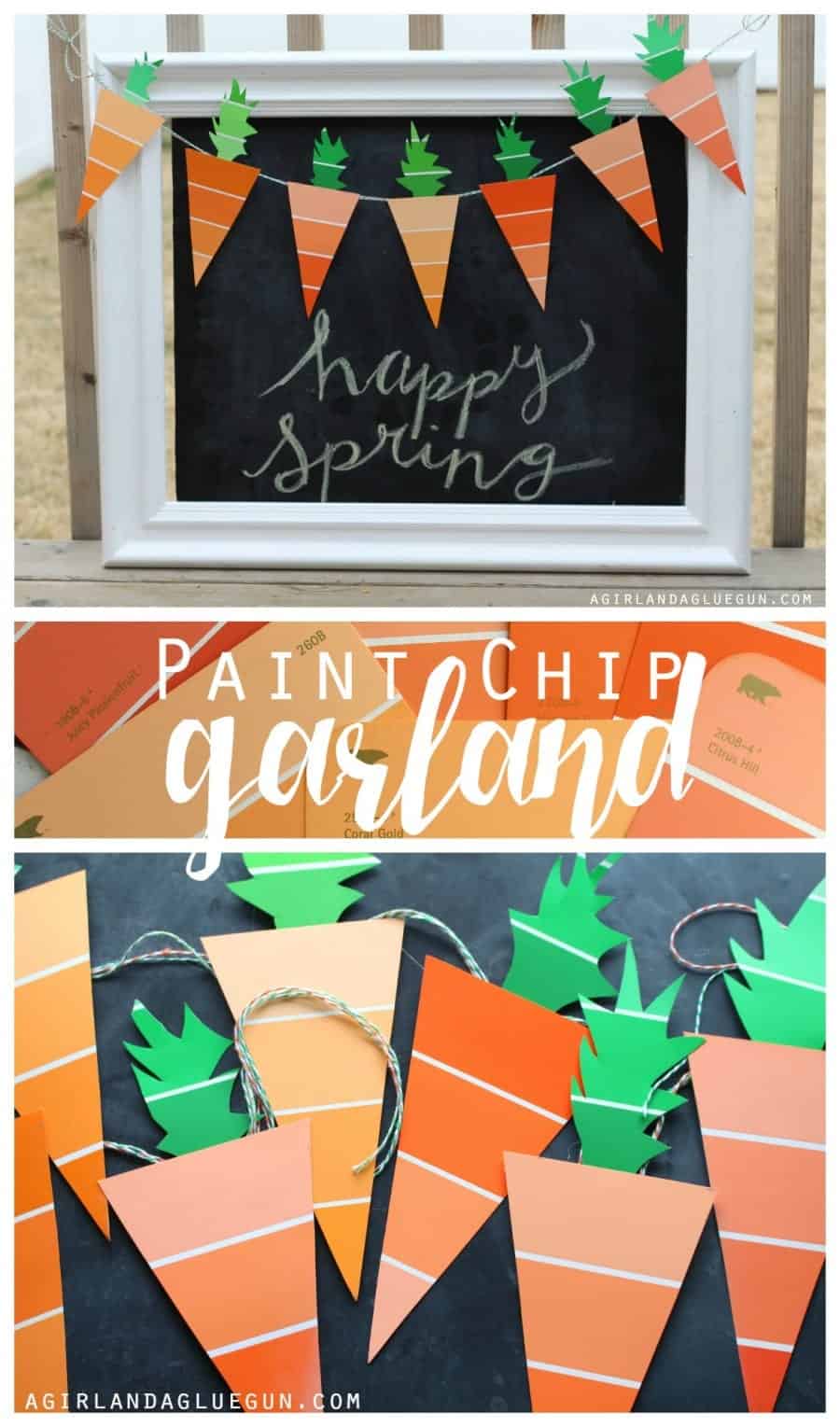 paint chip carrot garland for spring