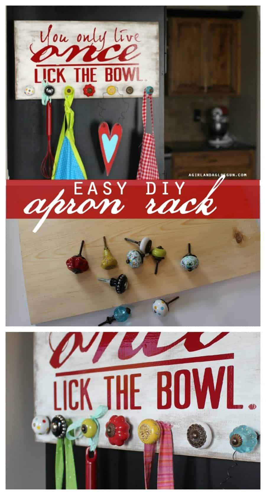 easy diy apron rack with expressions vinyl