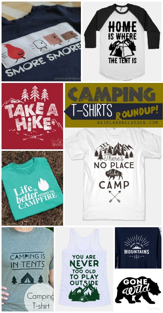 camping t-shirt roundup a girl and a glue gun