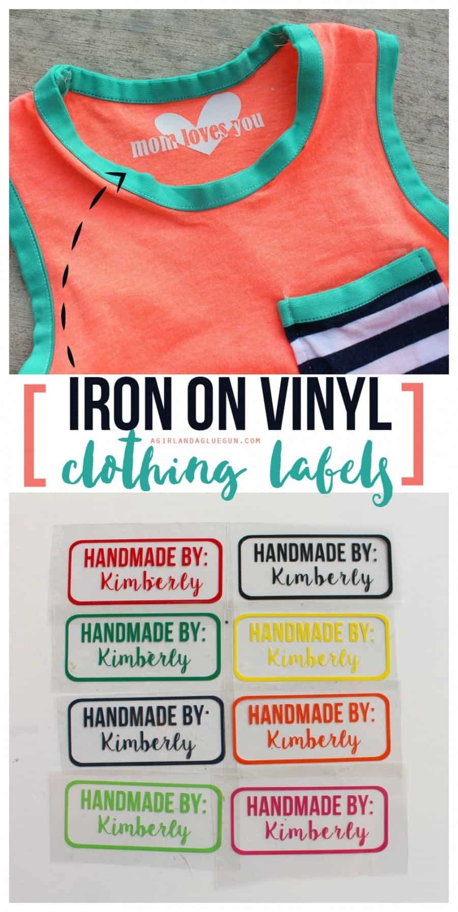 easy clothing labels made with iron on heat transfer vinyl a girl and a glue gun