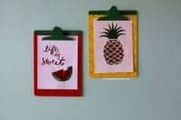 Fruit clipboards and minc artwork to go with! - A girl and a glue gun