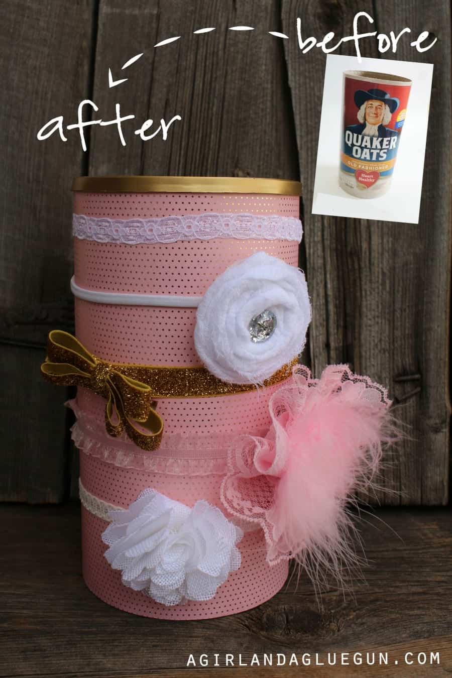 before and after of a kids hair bow holder