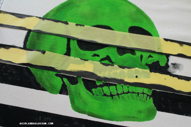 painted skull with stripes
