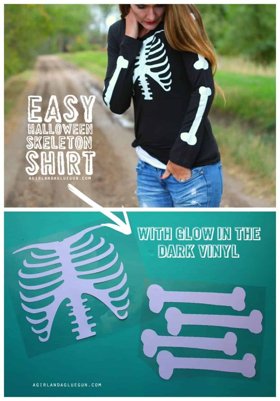 easy halloween skeleton shirt with glow in the dark vinyl from expressions vinyl