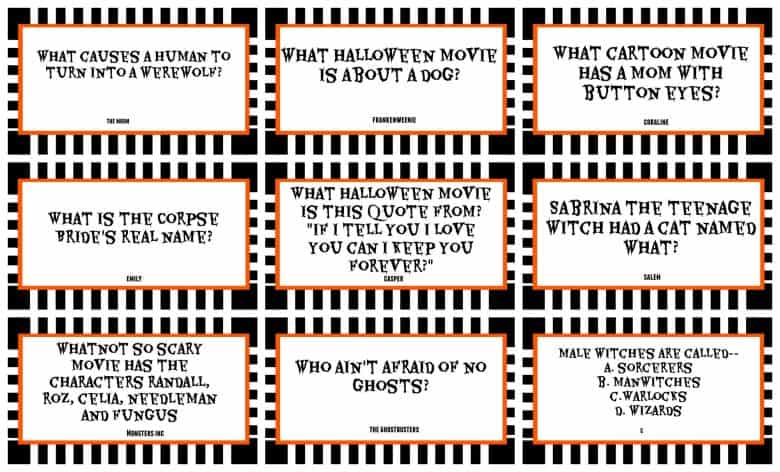 Halloween trivia game with free printables-kids version and adult ...