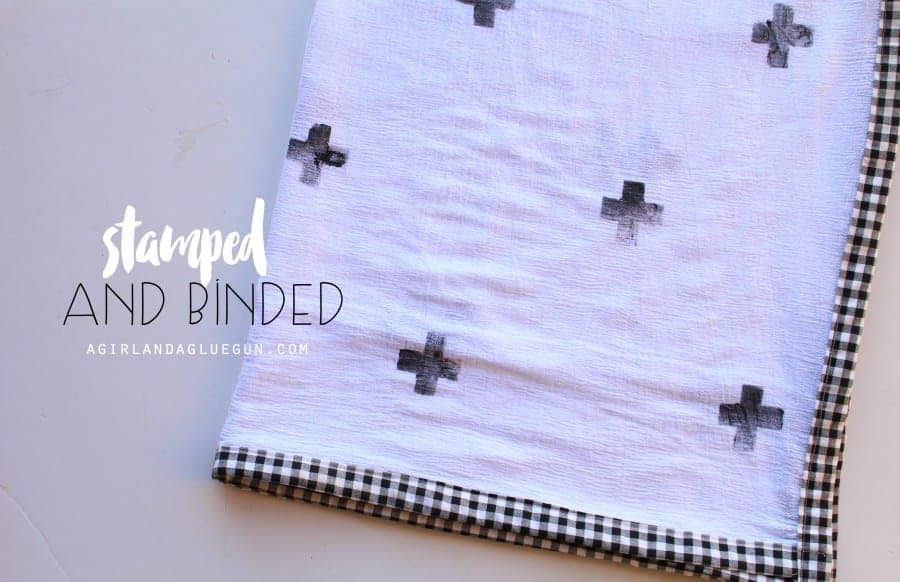 stamped and binded baby blanket