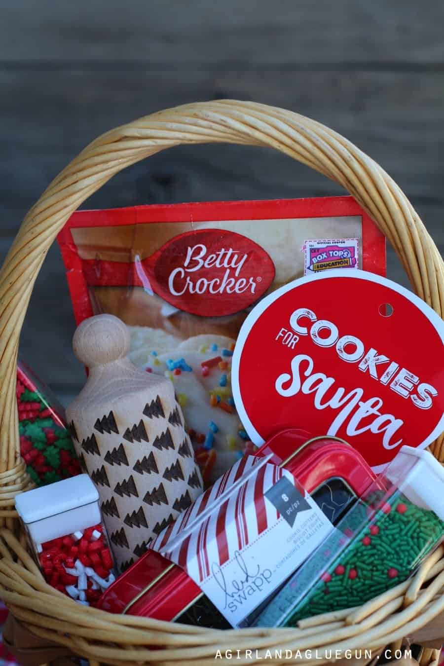 Bow RED DIY Gift Basket Hamper Kit Snowman Xmas Tray Shred Santa Bag & Tag 