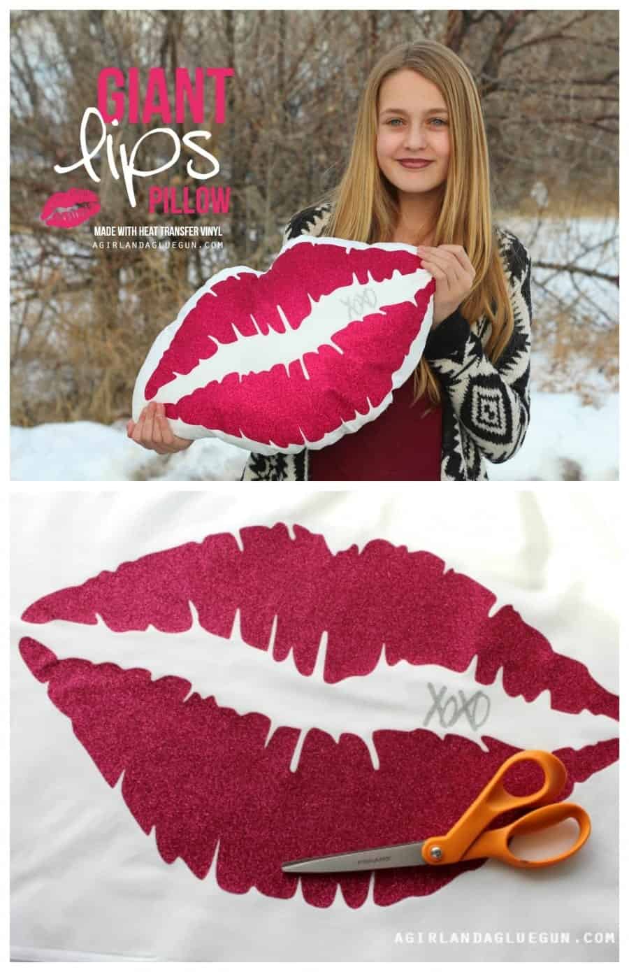 giant lip pillow--fun diy for a teen bedroom. Made with expressions vinyl