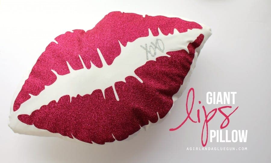 giant lip pillow made with iron on vinyl
