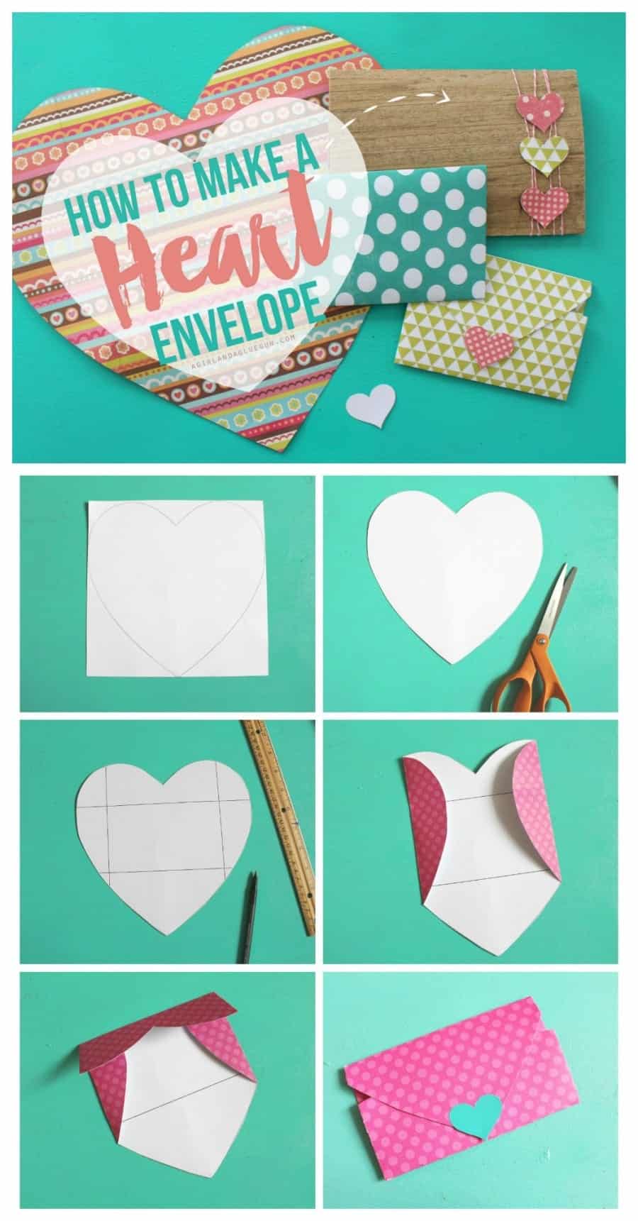 how to make a heart shaped envelope--perfect for Valentines day!