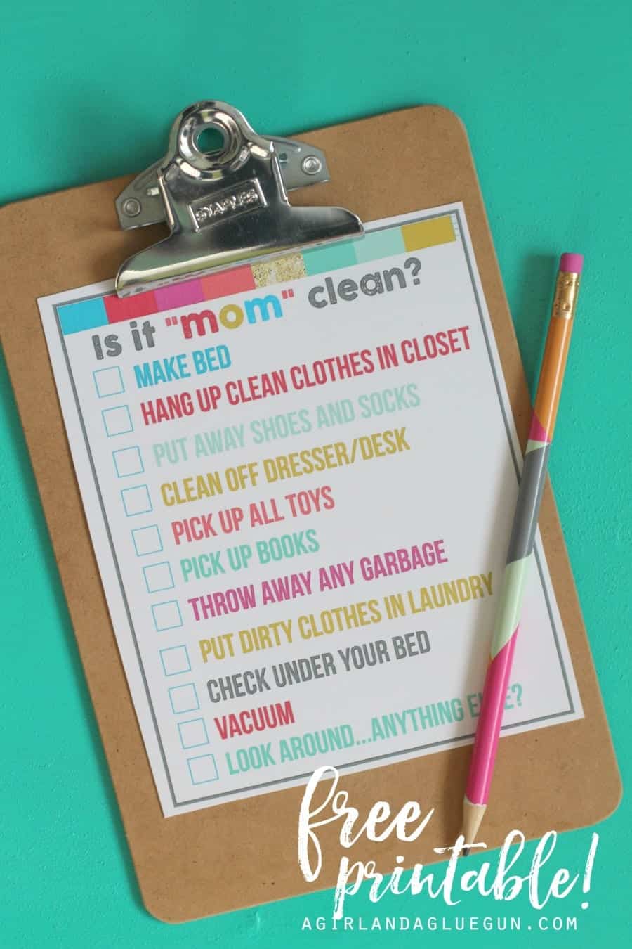 great kids printables to help them keep their room organized and clean up to mom standards-- a girl and a glue gun