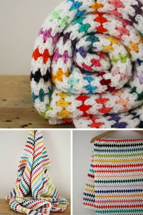 Diamond stitch blanket, free crochet tutorial, Happy in Red