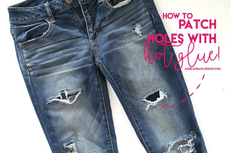 Patch holes with hot glue - A girl and a glue gun