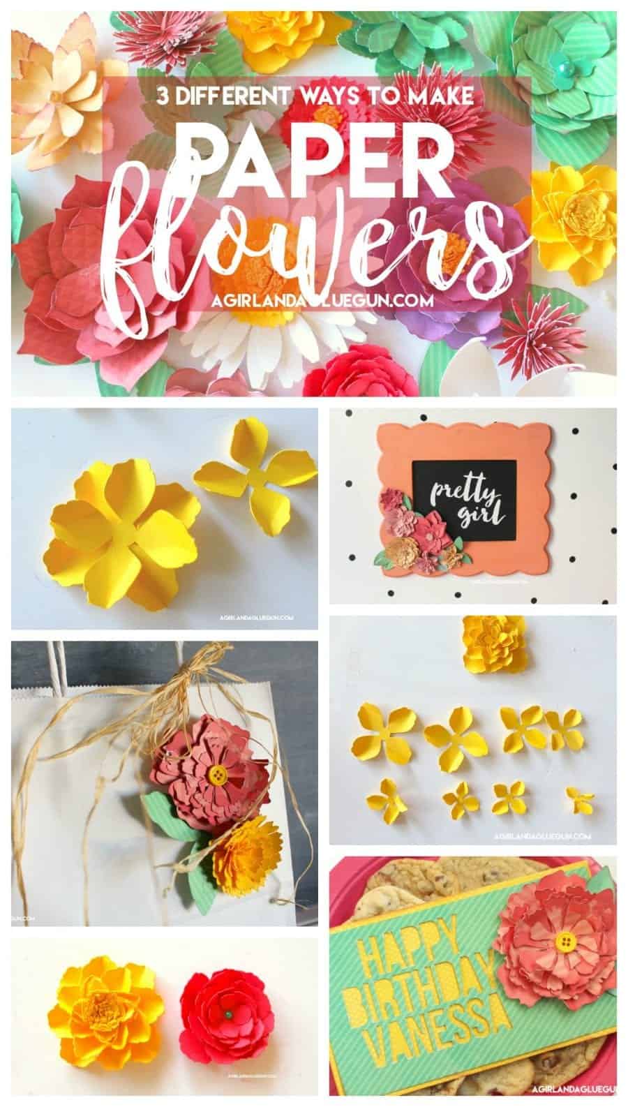 3 different ways to make paper flowers a girl and a glue gun