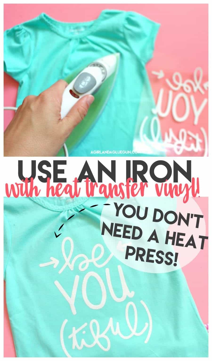 How to apply Heat transfer vinyl with an Iron! - A girl and a glue gun