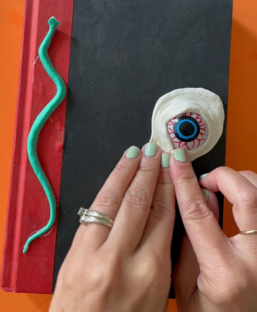 foam eyeball on a spell book