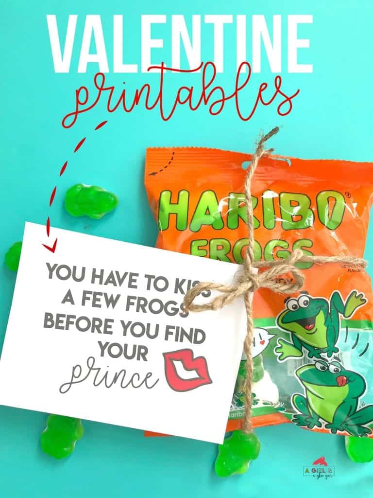 Kiss me Valentines printable - A girl and a glue gun