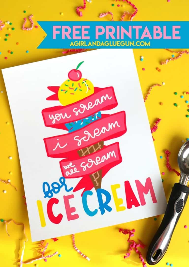Ice Cream gift idea with free printables - A girl and a glue gun