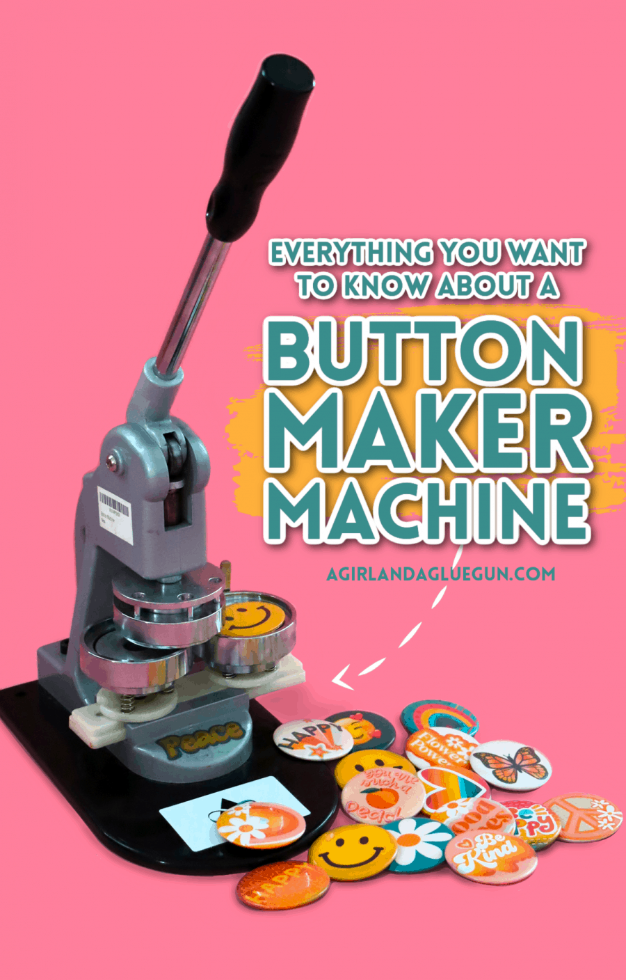 Button Maker Machine - A girl and a glue gun