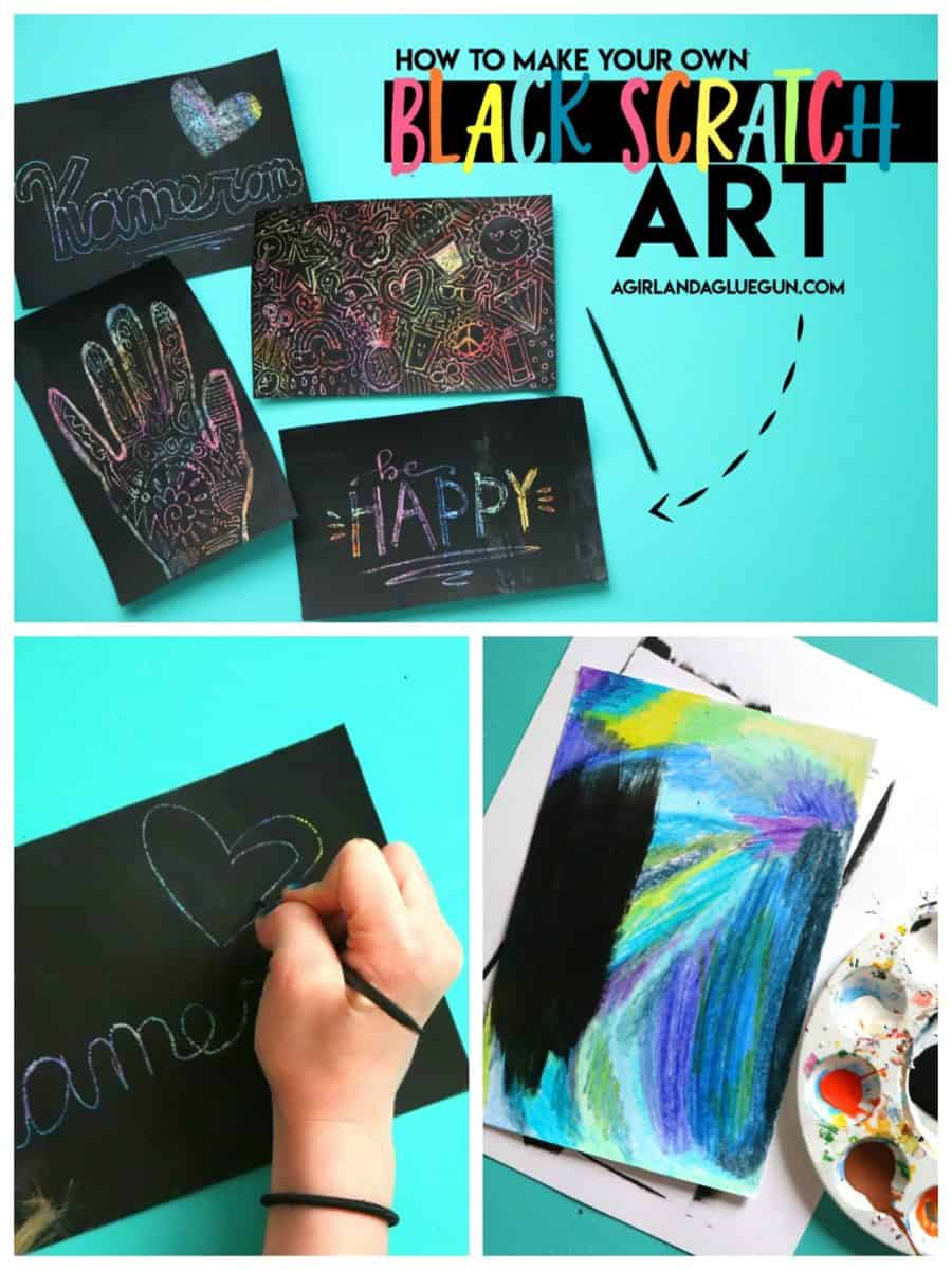 Did you know you can #diy your own black scratch paper! It's super easy.  And it's our #kidscraftcamp✂️ activity! #crafty #kidscraft, By A girl and  a glue gun