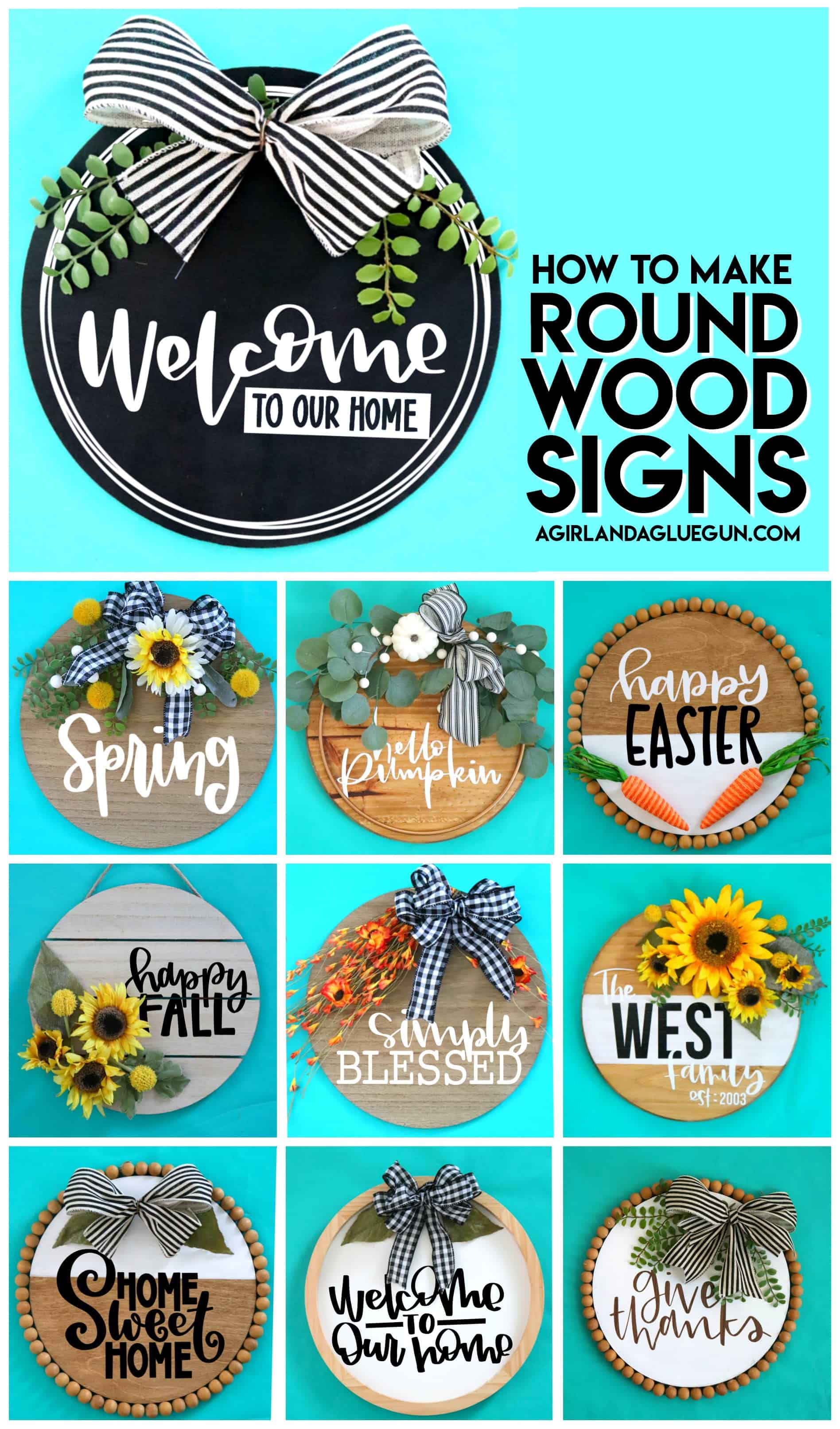 How to make a wood round door hanger (with cut files) - A girl and a ...