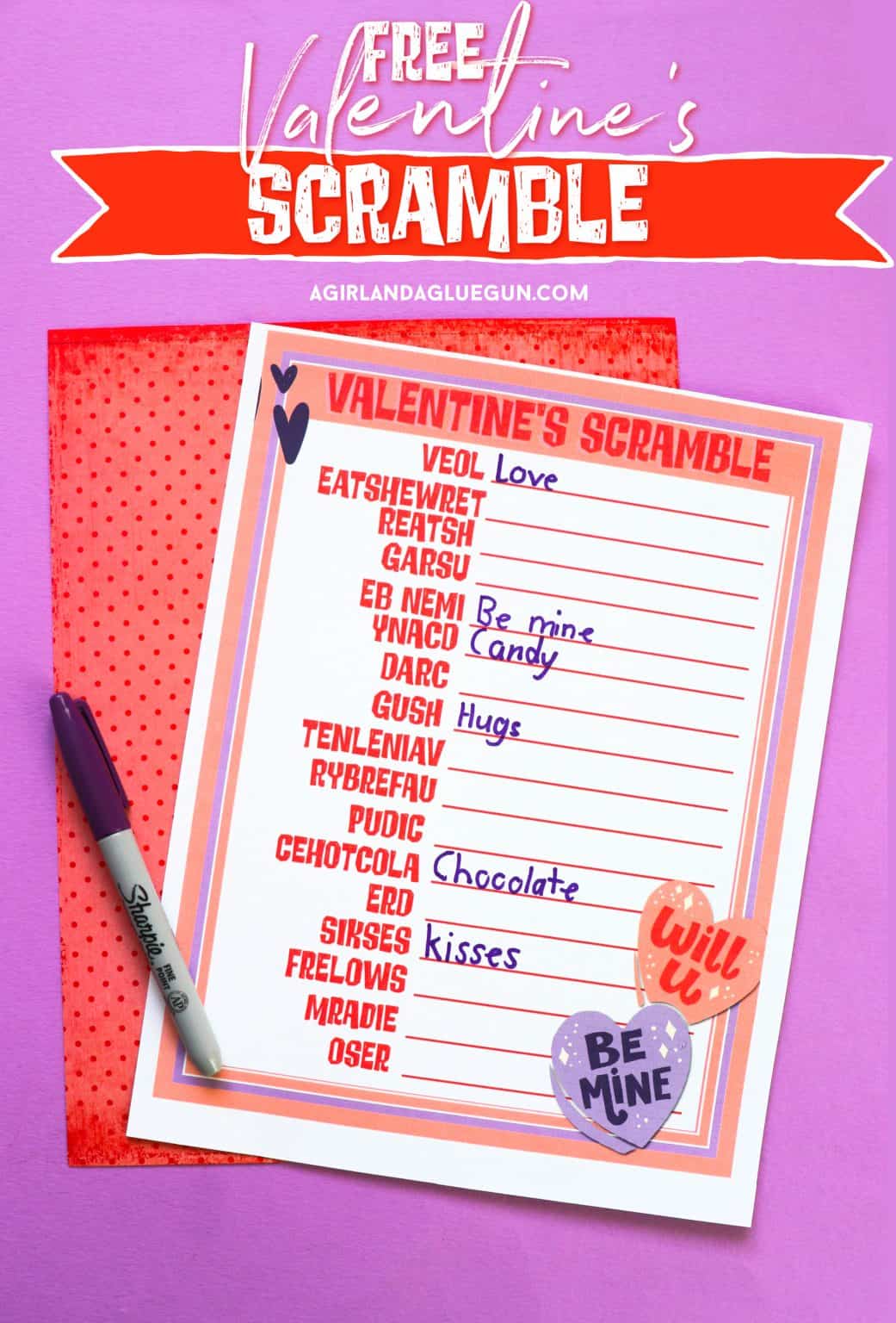 Free Valentine Game Printables - A girl and a glue gun