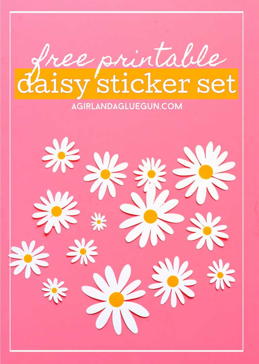 Daisy sticker set and Cut File - A girl and a glue gun