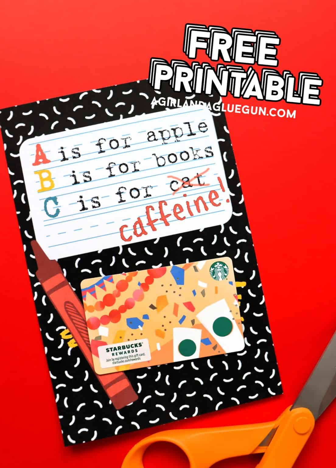 Teacher Gift Card Printable - A girl and a glue gun